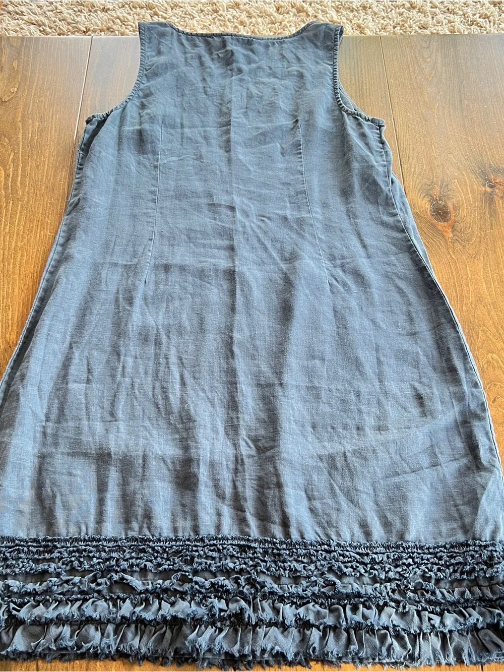 Tommy Bahama Navy Sleeveless Linen Dress with Ruffle Hem-medium - Picture 3 of 5